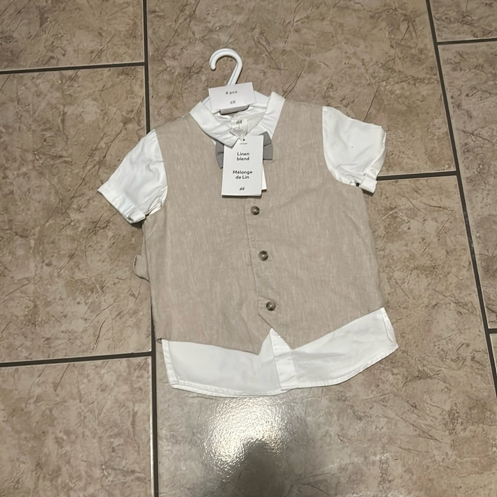 H&M 4 Piece Linen Vest Short Set For Boys